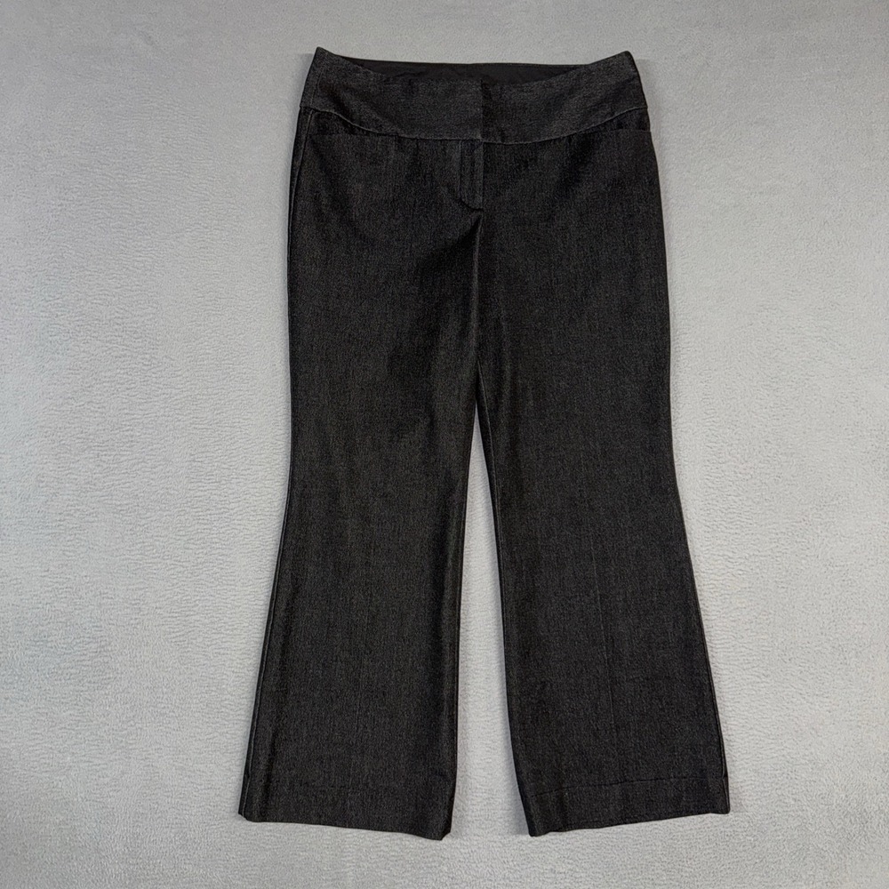 Express Pants Womens 8 Black Editor Flared Stretch Flat Front Polyester Dress